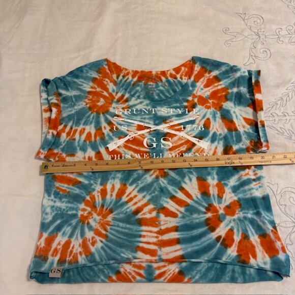 Grunt Style This We'll Defend Orange/Blue Tie Dye Women's T-Shirt | Size L - Picture 4 of 8